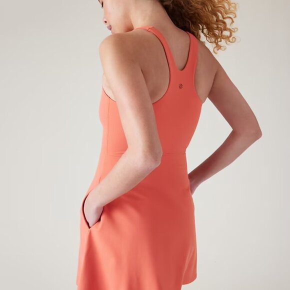 Athleta Dress Women's S/T Small Tall Conscious Mini Dress Orange Sporty Pockets - Picture 11 of 11